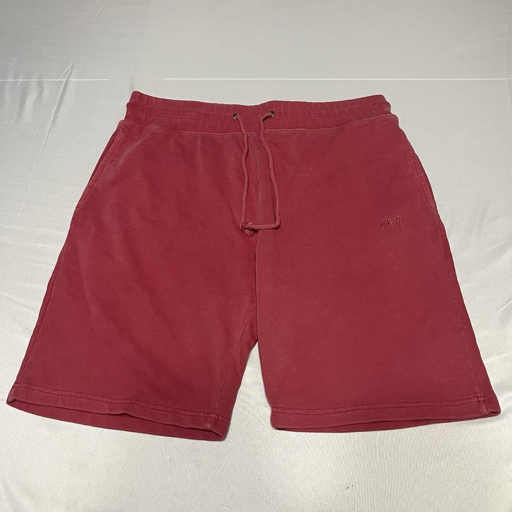 Stussy Jersey Shorts Men's Size L Wine Red Terry Cloth Sweat Skate 9in Inseam